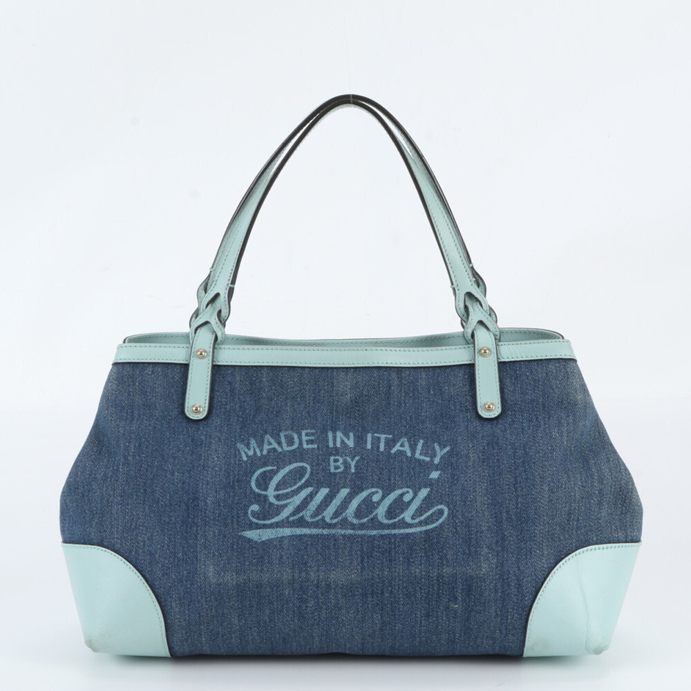 Gucci Craft 348715 Denim Leather Tote Bag Shoulder Handbag for Women